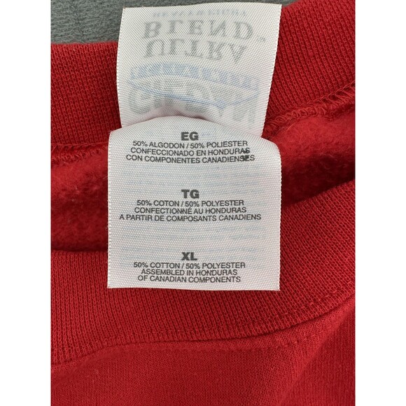Gildan Sweatshirt Mens XL Red Ultra Blend Heavyweight Crewneck Embroidered USA - Picture 5 of 9